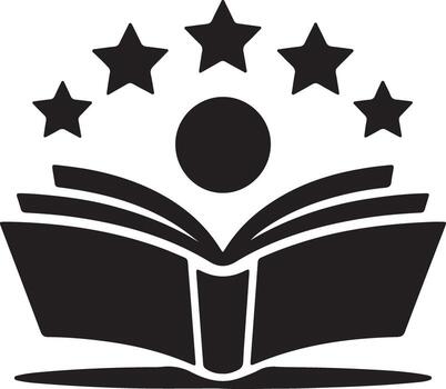 Open Book with Stars Symbolizing Knowledge and Learning for Education or Success with a Minimalist Design vector