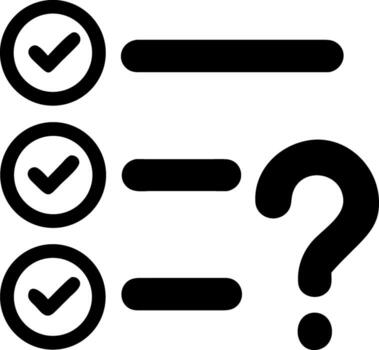 A check mark with a question mark on it vector