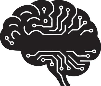 Stylized Brain Silhouette with Circuit Board Pattern for Artificial Intelligence Concepts vector