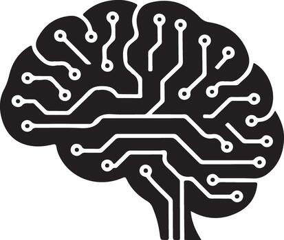 Brain Silhouette with Intricate Circuitry Design Representing Artificial Intelligence vector
