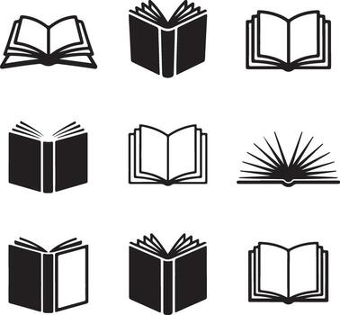 Collection of Open Book Icons Symbolizing Knowledge Learning and Education Graphics vector