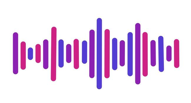 sonido ola audio igualada icono en púrpura y rosado degradado diseño representando música frecuencia espectro digital sonido grabación radiodifusión y moderno audio tecnología visualización vector
