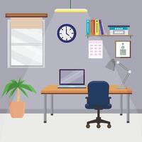 interior de moderno negocio espacio de trabajo, hogar oficina, privado oficina, cuadrado ilustración. vector
