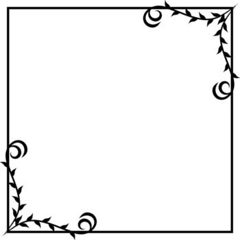 Square Botanical Frame Outline with Hand Drawn Leaf Swirl Vine Corner Border Design vector