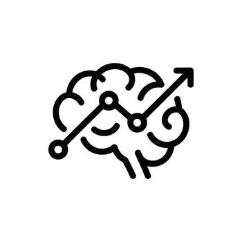 Growth mindset and brain development concept with ascending trend line showing positive progress vector