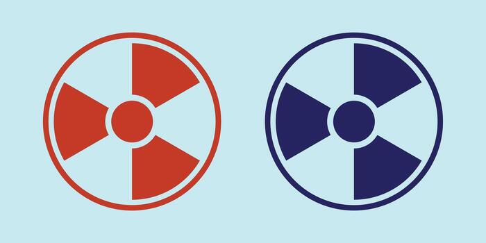 Nuclear icon set. Nuclear symbol design collection ecology and environment concept. Simple element radiation warning sign isolated on sky background. Simple illustration. vector