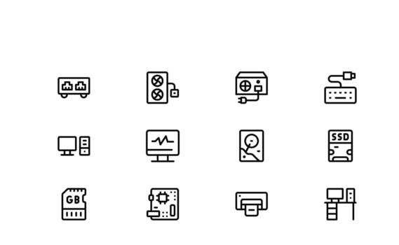Data Protection Icons displaying minimalist modern symbols for firewalls passwords and encryption visuals vector