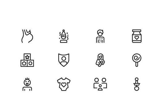 Early Learning and Development Icon Set Minimal Professional Graphics for Preschools and Educational Platforms vector