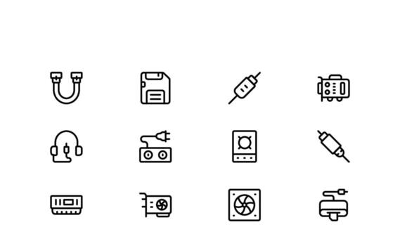 Modern Computer Line Icon Networking Connectivity Icon Set containing professional line illustrations for servers routers and internet connections vector
