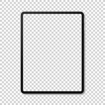 Realistic tablet pc device mockup template on blank background with shadow illustration vector