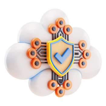 3d interpretazione di un' nube icona con un' scudo e segno di spunta simboleggiante sicurezza e tecnologia isolato png