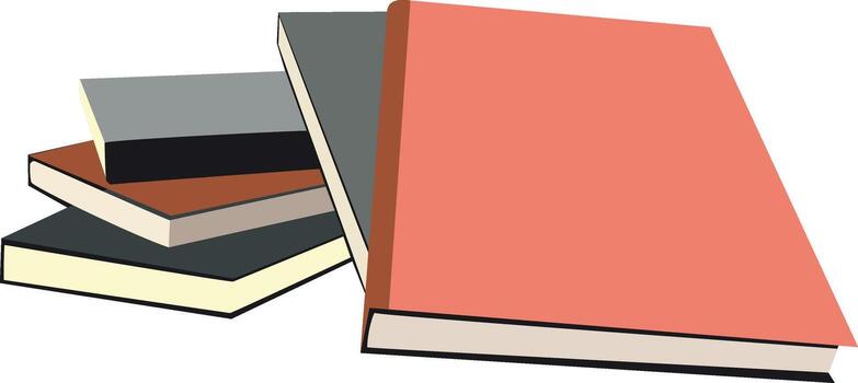 Stack of colorful books leaning on a large book vector