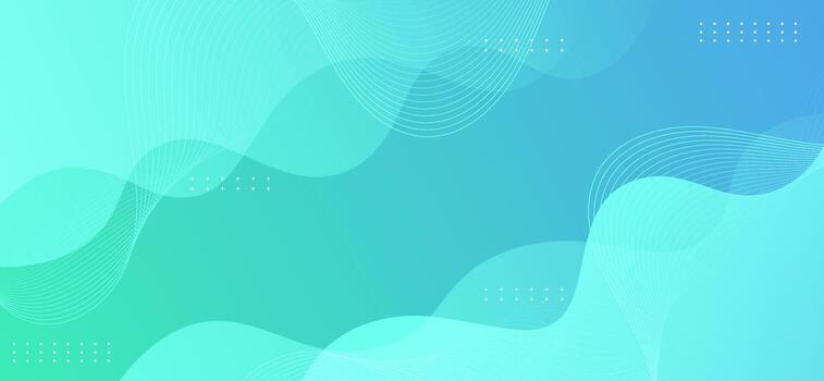 Abstract turquoise gradient background with smooth wave lines. vector