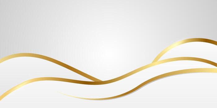 Abstract white background with elegant golden wave lines. vector