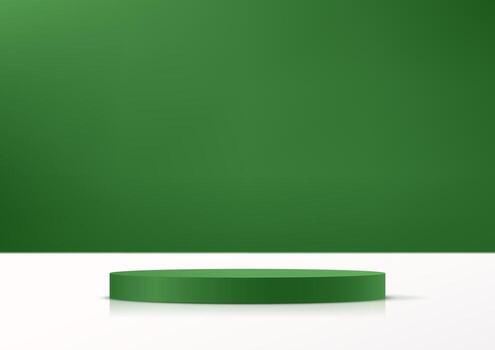 verde antecedentes 3d con podio espacio para de venta productos en el sitio web. resumen fondo de pantalla diseño con Copiar espacio a monitor tu productos ilustración. vector