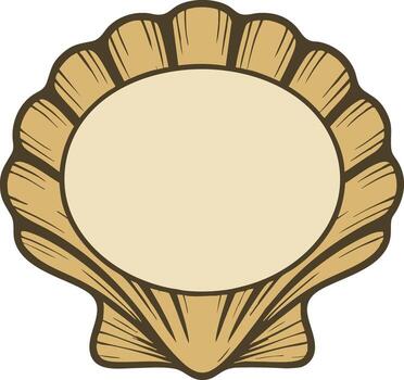 Seashell frame with circular blank center vector