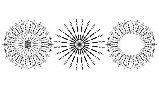 Decorative Circular Mandala Ornament Set Abstract Geometric Outline Pattern vector
