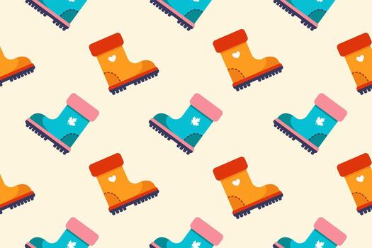 Autumn pattern with multicolored boots. illustration. vector