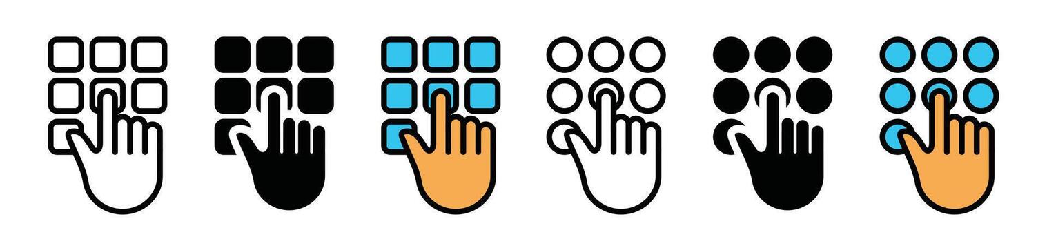 Entering password or pin code on ATM keypad icons symbol - illustration vector