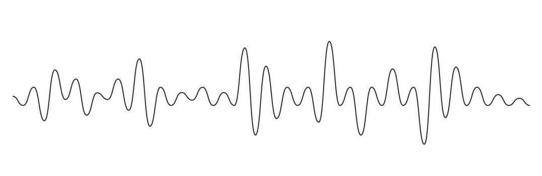 Sound radio wave icon voice message podcast audio recording. Music waveform pulse, equalizer rhythm symbol. Record level vibration. vector