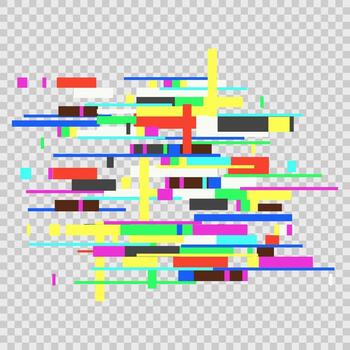 Glitch pixel screen noice effect. Futuristic grain damage geometric grunge design element. Disintegration techno computer screen error templates vector