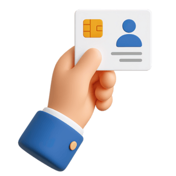 3d icoon van een hand- tonen een slim ID kaart kaart met een chip, een illustratie voor digitaal identiteit, beveiligen toegang, en persoonlijk gegevens. png