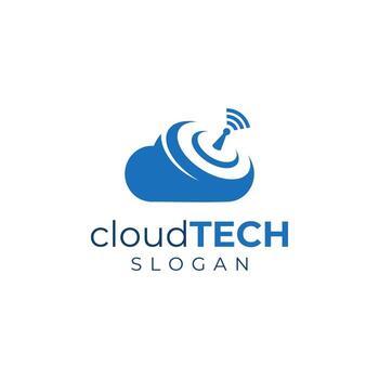 CloudTech Logo - Modern Cloud Computing Technology Design. vector