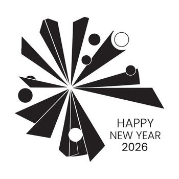 moderno resumen contento nuevo año 2026 gráfico con geométrico formas y círculos vector