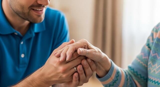 Closeup of Caring Hands Holding Support and Connection. photo