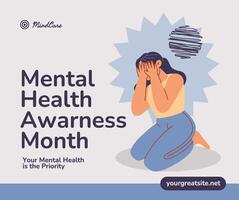 Simple Mental Health Month Facebook Post Template