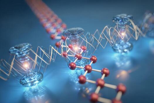 A detailed view of advanced molecular structures featuring interconnecting lines and glowing nodes, representing breakthroughs in science and technology photo
