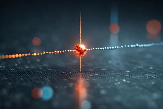 visualiza un cuántico partícula en movimiento rodeado por brillante orbes ese representar energía transferencias y interacciones dentro un digital ambiente, destacando intrincado diseños foto