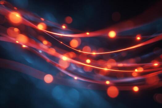 A vibrant display of swirling light patterns in shades of red and blue fills the dark space. The dynamic movement of the lights offers a captivating visual experience during late hours photo