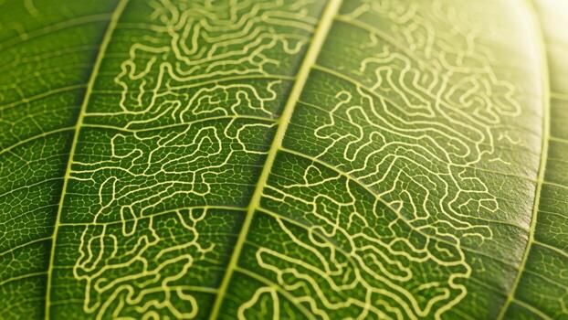 High-resolution photo of a close up of a leaf with a pattern on it.