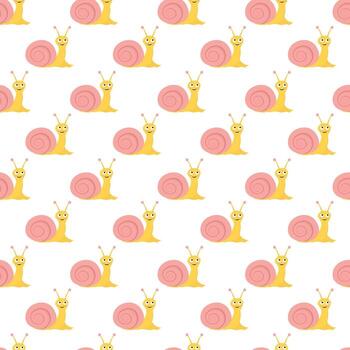 endless texture of cartoon snail great for wrapping paper, decor. Seamless pattern snail vector