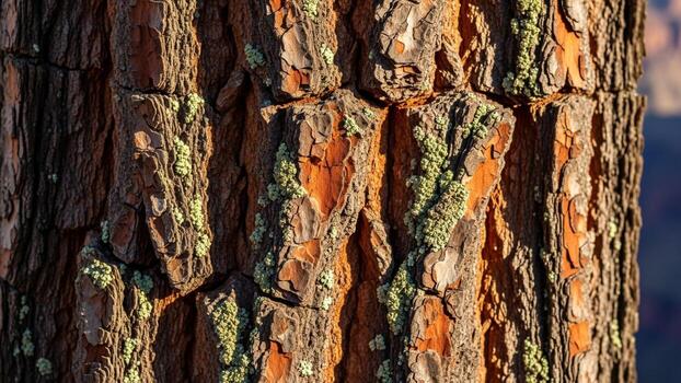 A close up of a tree trunk with lichen on it photo