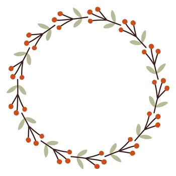 Berry circle frame. Round border made of fall berries. The berries have different shapes and are arranged in a circle. flat isolated on white background. vector