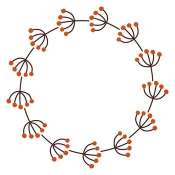 Autumn circle frame. Round border made of fall berries. The berries have different shapes and are arranged in a circle. flat isolated on white background. vector