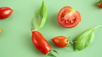 fresh tomatoes and basil leaves video