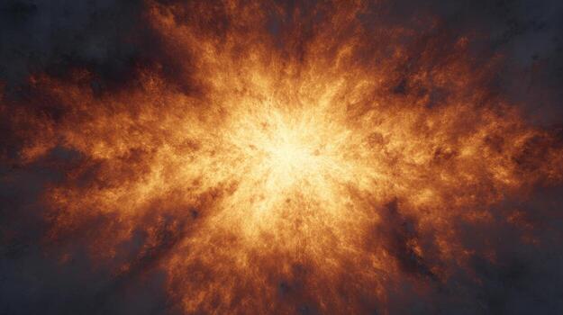 Explosion With Fiery Orange And Yellow Flames Against Dark Background. Intense Energy And Destruction Concept photo
