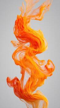 Abstract Orange Fluid Art Against Gray Background. Dynamic Movement And Vibrant Color Create A Sense Of Energy photo