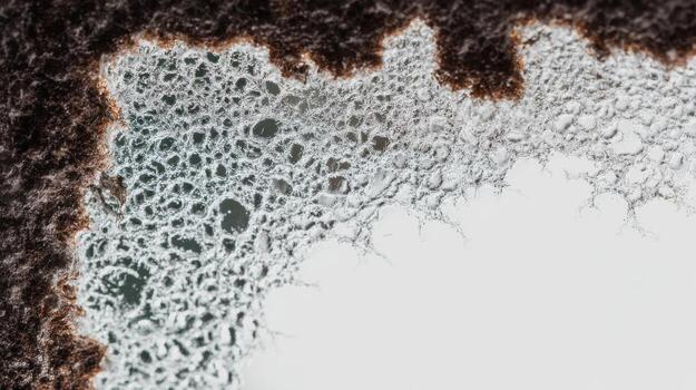 de cerca de molde crecimiento en superficie con intrincado patrones. estudiar de hongos desarrollo y textura foto