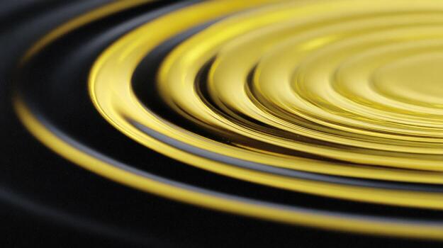 Golden Liquid Ripples Creating Abstract Pattern. Visualizing Fluid Dynamics And Motion photo