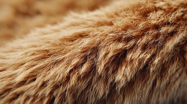 Close-Up Of Fluffy Orange Fur Texture. Soft And Warm Animal Fur Background photo
