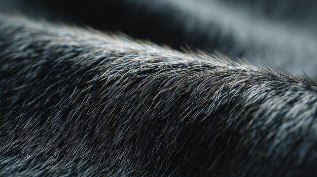 Close-Up Of Black And White Animal Fur Texture. Detailed View Of Natural Fur Pattern For Background Or Design photo