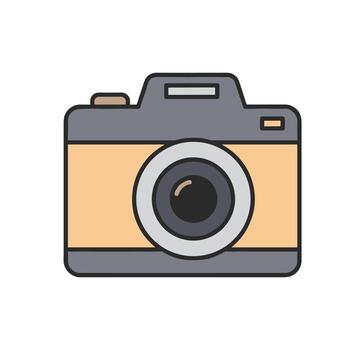 cámara capturas recuerdos en un estudio configuración, exhibiendo sus lente y cuerpo con un moderno, minimalista estético. vector