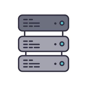 Tres servidor unidades apilado pulcramente, demostración datos Procesando y almacenamiento en un moderno datos centro, transporte fiabilidad y eficiencia. vector