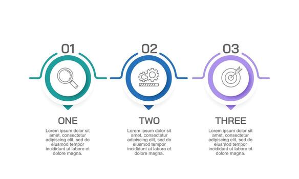 3 Steps Circular Process Infographic for Business Presentation. Number, Marketing and Strategy. vector