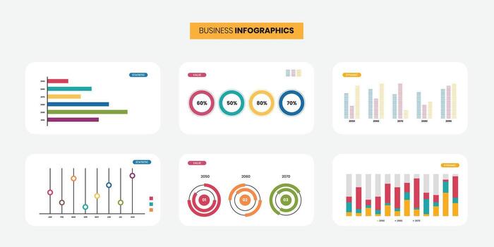 Creative Business presentation charts. Finance reports, marketing data graphs and infographic template set vector