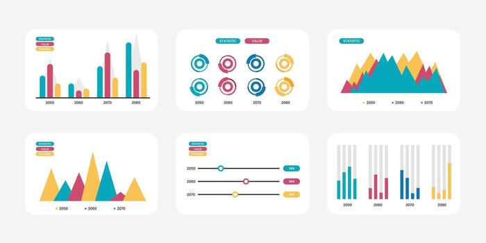 moderno negocio presentación cartas Finanzas informes, márketing datos gráficos y infografía conjunto vector